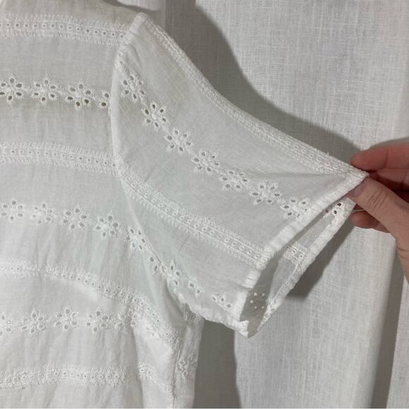 Crispy white eyelet top peplum size L feminine lightweight summer girly beachy - Picture 8 of 8